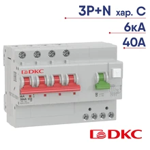 Дифференциальный автомат DKC YON MDV63 3P+N 40A C 6kA тип A MDV63-42C40-A