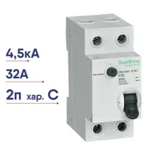 Диф. автомат SE City9 Set 2п С 32А 30мА тип АС 4,5кА C9D34632