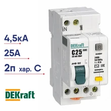 Диф. авт. ДИФ-102 2п 25А 30мА AC DEKraft