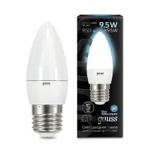 Лампа светодиодная свеча Е27 Gauss 9.5Вт 4100К 950лм