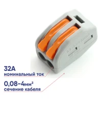 Клемма STEKKER 2-проводные 0,08-2,5/4мм2 монтажная 32396