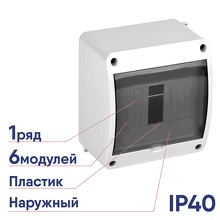 Щиток RUVinil Тусо 6 модулей IP40 белый навесной с прозрачной дверью 68306