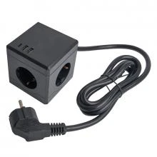 Удлинитель STEKKER Comfort 3-м.+2USB+1Type-C 1,5м черный
