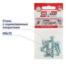 Винт DIN7985 М5х12 полукруглая головка оцинк Tech-KREP