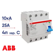 Выключатель дифференциального тока ABB 4п 25А 30мА F204 AC 2CSF204001R1250