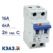 Автоматический выключатель КЭАЗ BM63-2C16-DC-УХЛ3 2п C 16А OptiDin 261234